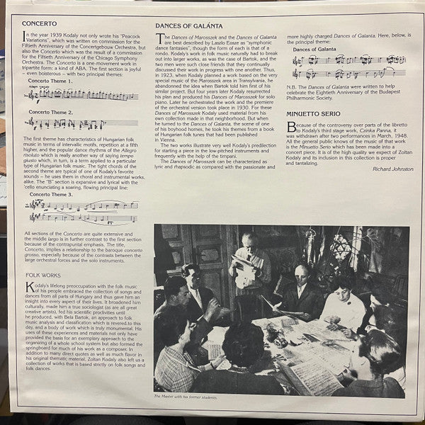 Zoltán Kodály, Arpad Joo - Galánta Dances / Concerto / Minuetto Serio - LP