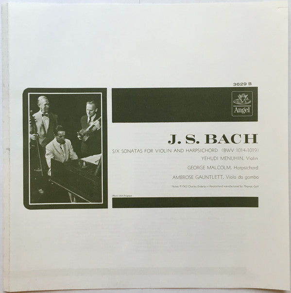 Bach*, Yehudi Menuhin, George Malcolm, Ambrose Gauntlett - Six Sonatas For Violin And Harpsichord - LP