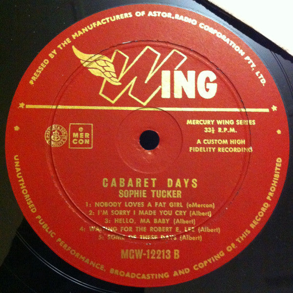 Sophie Tucker - Cabaret Days - LP