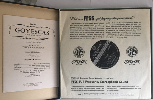 Granados*, Consuelo Rubio, Ana María Iriarte, Ginés Torrano, Manuel Ausensi, The Madrid Singers* And The National Orchestra Of Spain* Conducted By Ataulfo Argenta* - Goyescas - LP