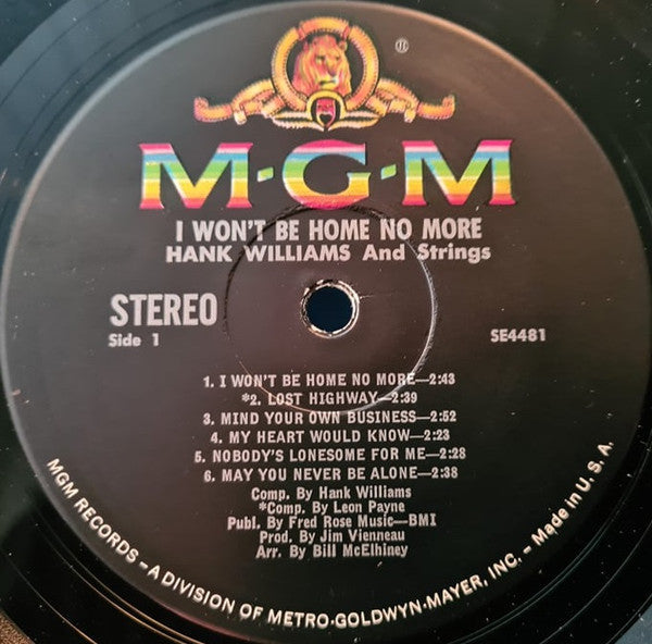 Hank Williams - I Won't Be Home No More - LP