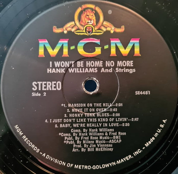 Hank Williams - I Won't Be Home No More - LP