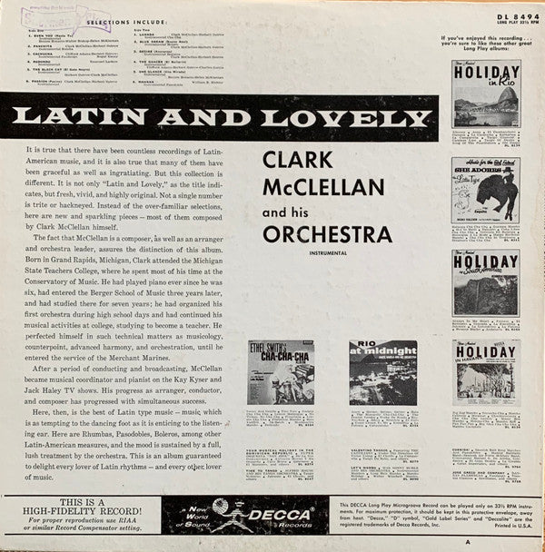 Clark McClellan And His Orchestra* - Latin . . . And Lovely - LP
