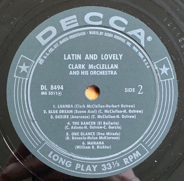 Clark McClellan And His Orchestra* - Latin . . . And Lovely - LP