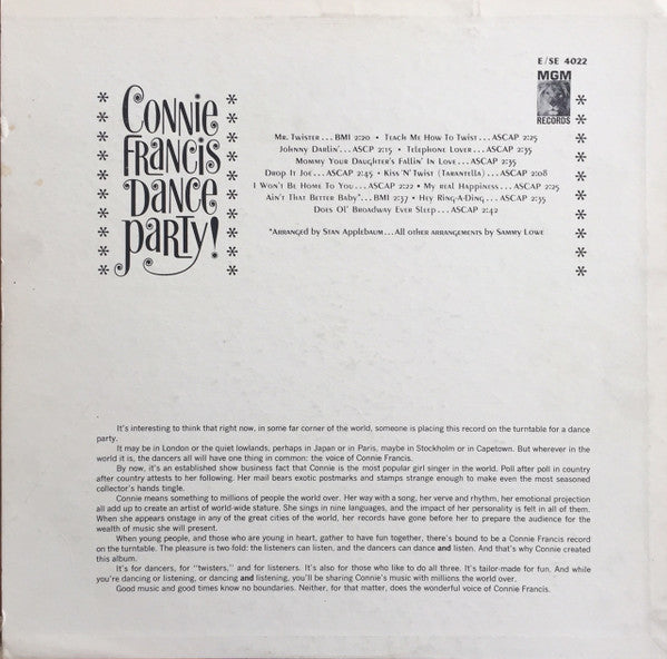 Connie Francis - Dance Party! - LP