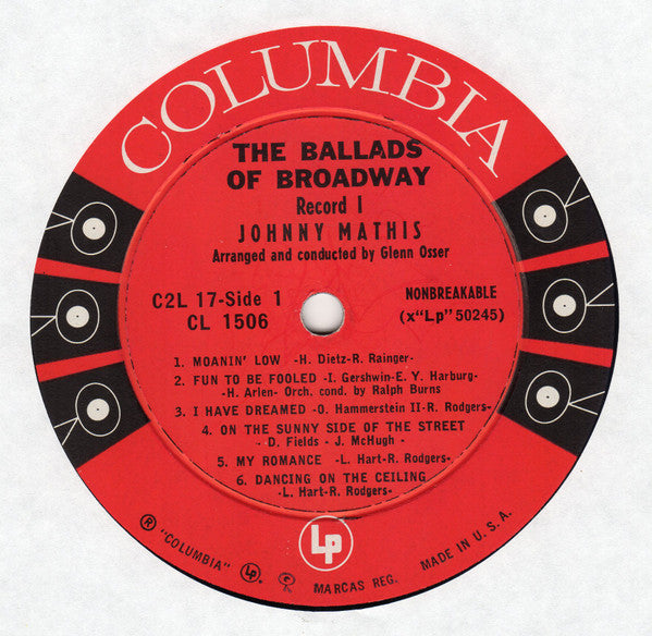 Johnny Mathis With Glenn Osser And His Orchestra And Ralph Burns And His Orchestra - The Rhythms And Ballads Of Broadway - LP